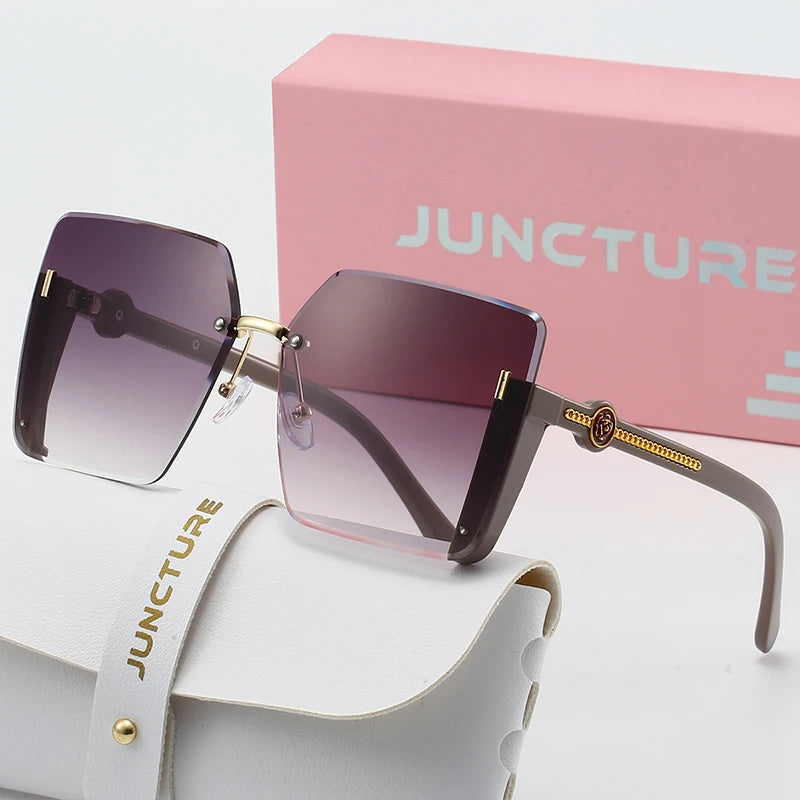 Rimless Square Frame Women Sunglasses
