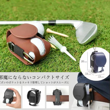 Mini PU Leather Golf Ball Bag with Belt