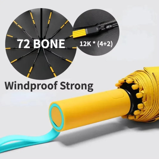Bone Windproof Automatic Folding Travel Umbrella