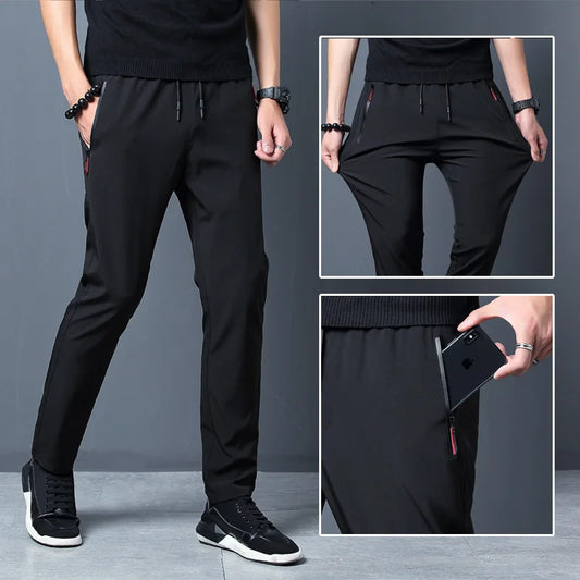 Quick-Dry Men's Sports Pants with Zippered Pockets