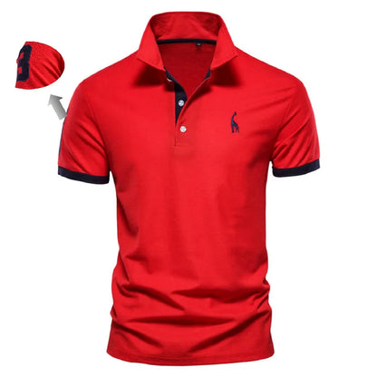 Men Polo Shirts - Solid Color Embroidery Shirt