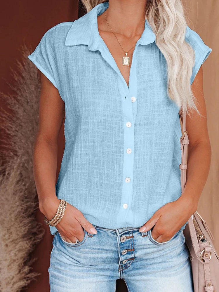 Solid Casual Loose Sleeveless Women's Blouse