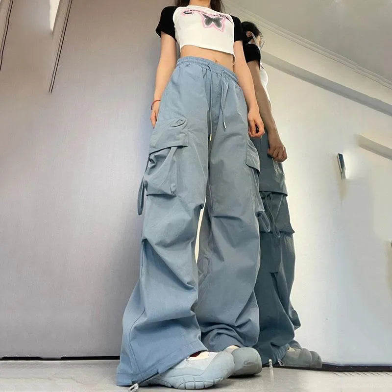 High-Waist Cargo Pants for Women's Streetwear