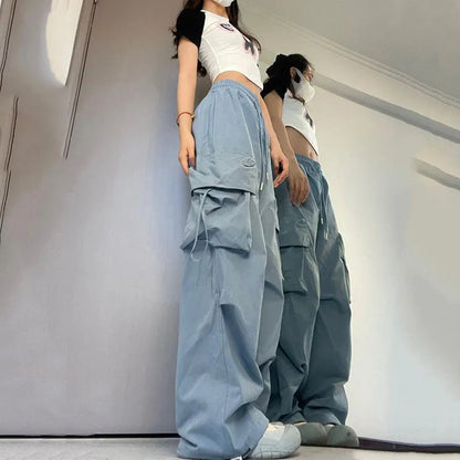High-Waist Cargo Pants for Women's Streetwear