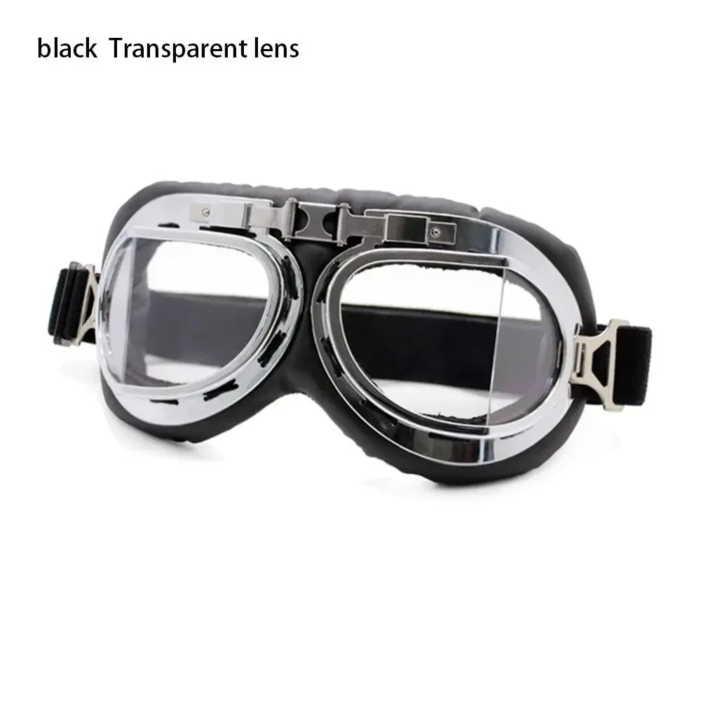 Classic Vintage Motorcycle Leather Retro Pilot Glasses