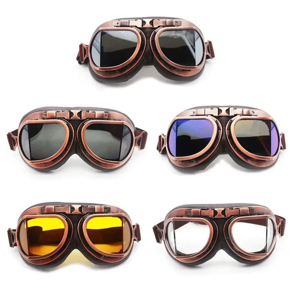 Classic Vintage Motorcycle Leather Retro Pilot Glasses