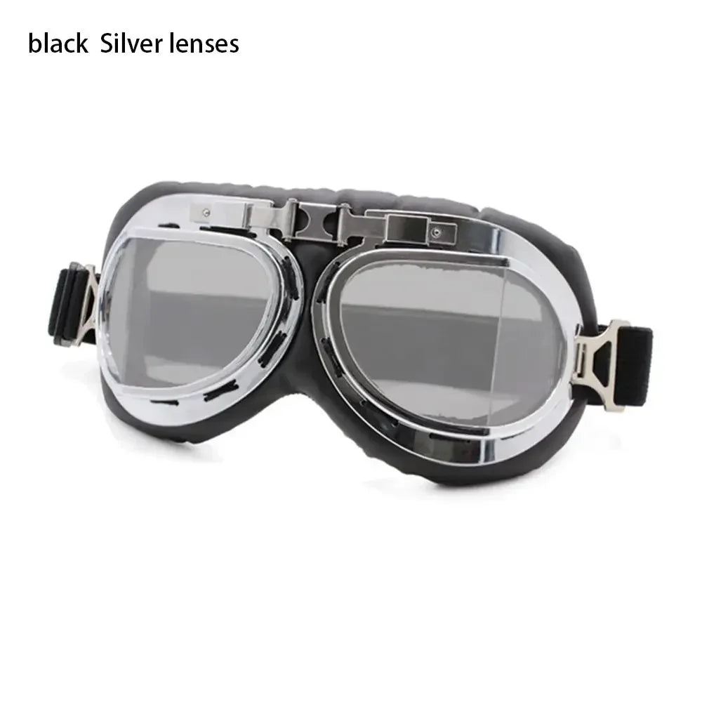 Classic Vintage Motorcycle Leather Retro Pilot Glasses