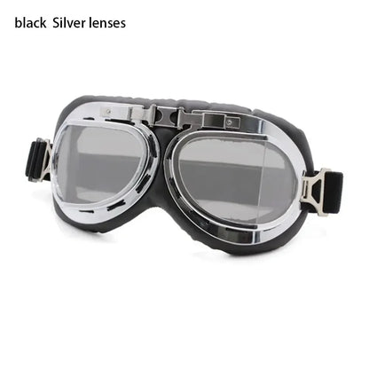 Classic Vintage Motorcycle Leather Retro Pilot Glasses