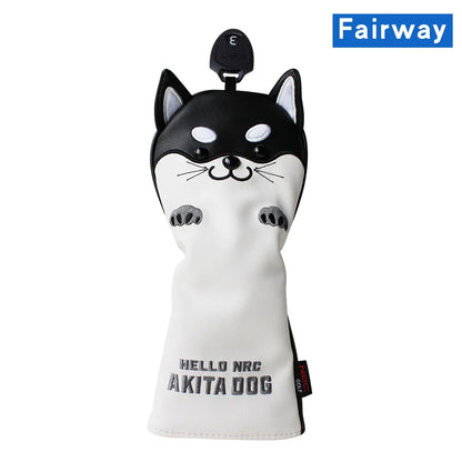 Cute Akita PU Leather Golf Headcover Set