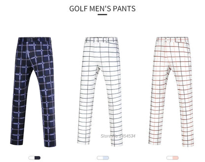 Pantalon de golf extensible à carreaux pour homme, coupe slim