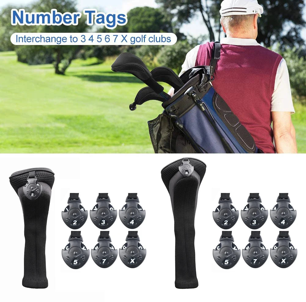 Long Neck 3-Piece Golf Club Headcovers Set