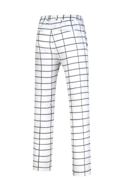 Pantalon de golf extensible à carreaux pour homme, coupe slim