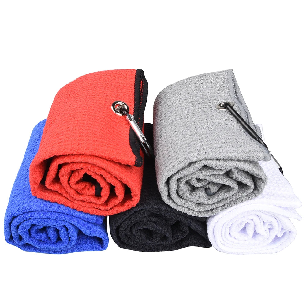 40x60cm Golf Towel with Carabiner Hook: Microfiber Fabric - 5 Colors