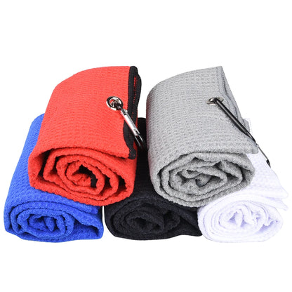 40x60cm Golf Towel with Carabiner Hook: Microfiber Fabric - 5 Colors