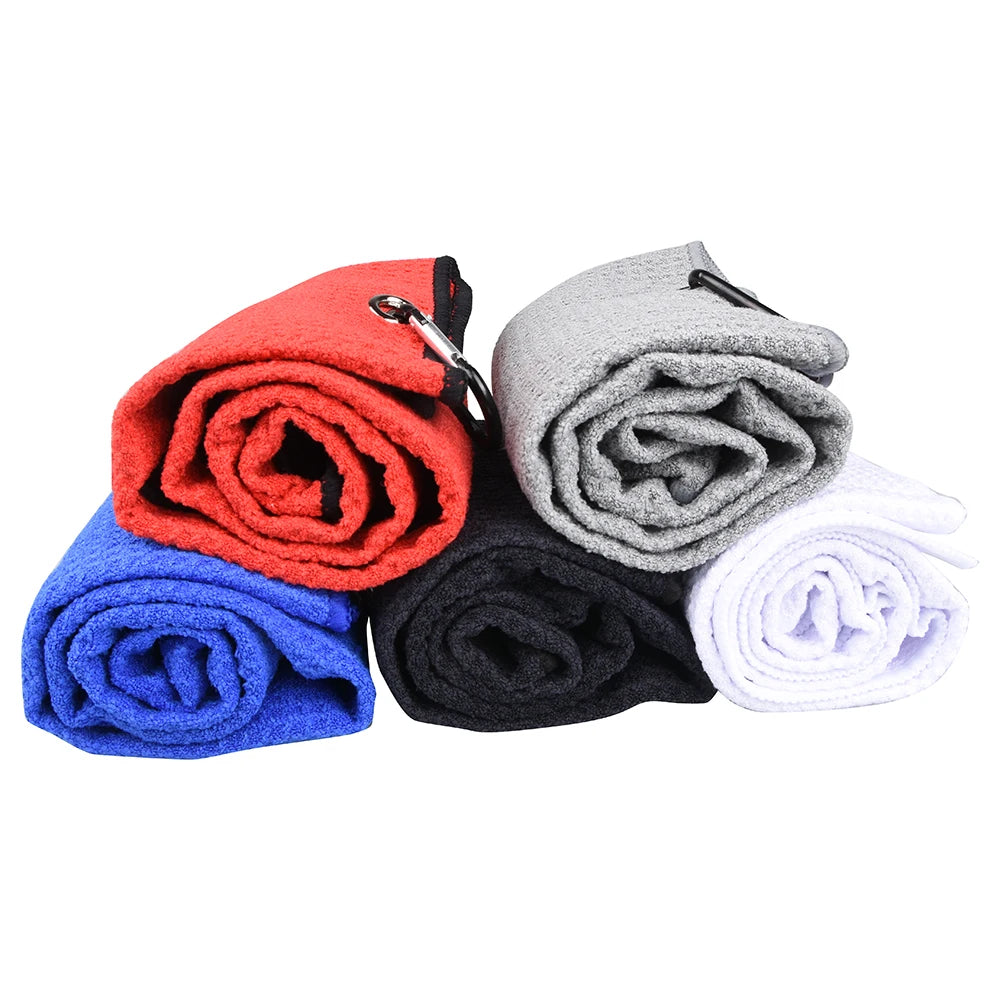 40x60cm Golf Towel with Carabiner Hook: Microfiber Fabric - 5 Colors