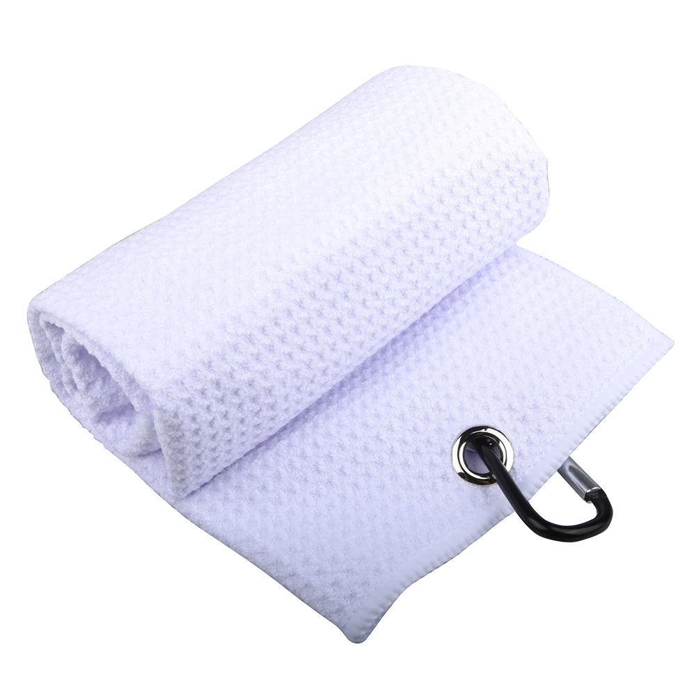 Serviette de Golf 40x60cm avec Mousqueton : Tissu Microfibre - 5 Couleurs