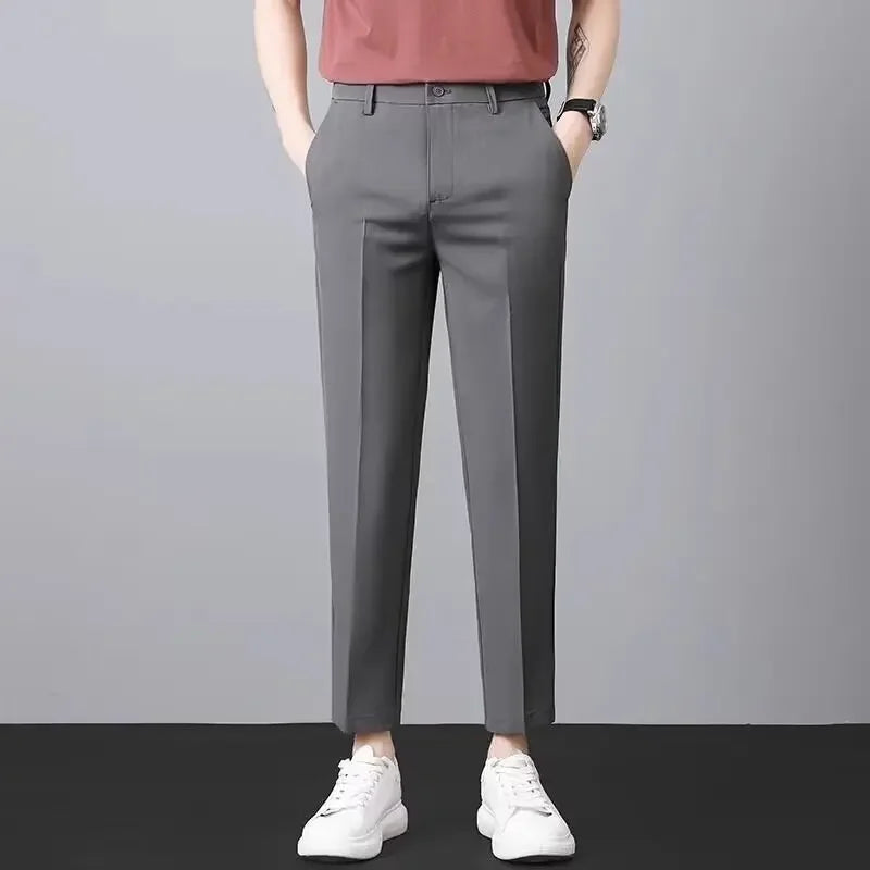 Men's Ice Silk Long Cropped Pants