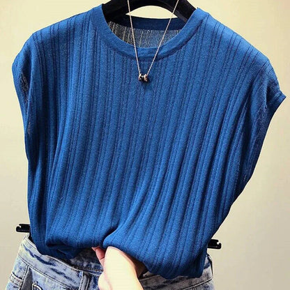 Short Sleeve O-Neck Satin Blouse for Office Ladies