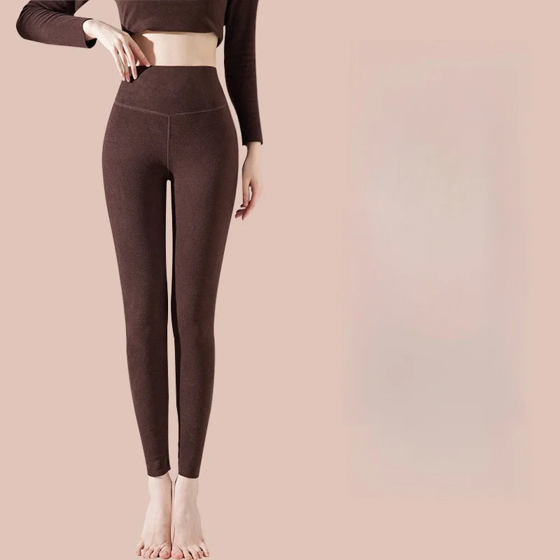 Leggings d'automne chauds rembourrés taille haute en velours