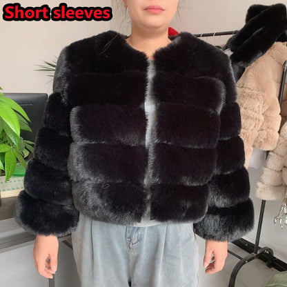 Luxurious Faux Fox Fur Fluffy Jacket