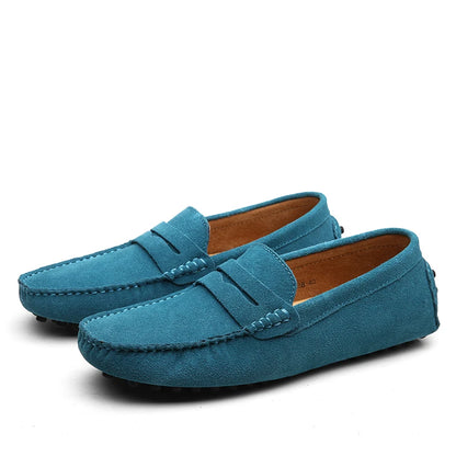 Hochwertige Wildleder-Freizeitschuhe für Herren, leichte, rutschfeste Herren-Fahrschuhe, Slip-On-Flats, Halbschuhe, Lederschuhe, 10 Farben, Größe 38–49