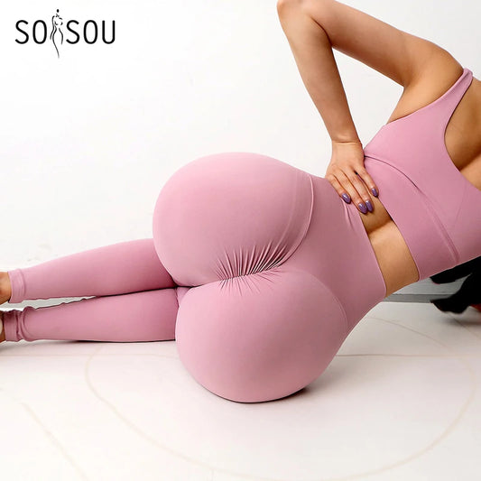 SOISOU Pantalon de yoga en nylon pour femme