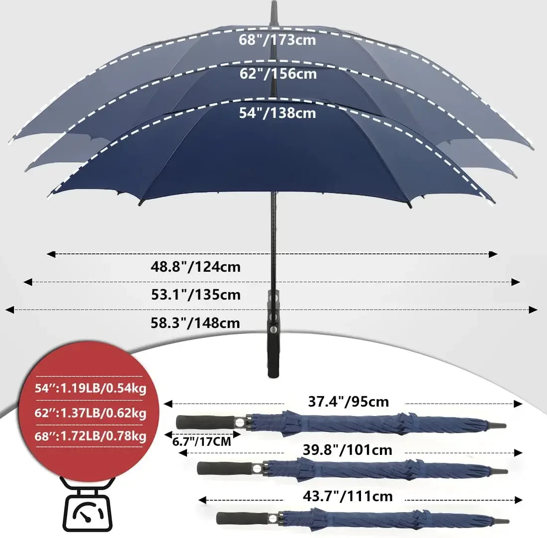 Parapluie de golf à ouverture automatique de 62 pouces avec double auvent