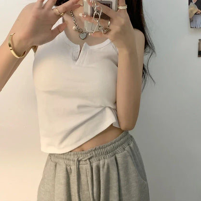 Sexy Ribbed Knit Sleeveless Crop Top