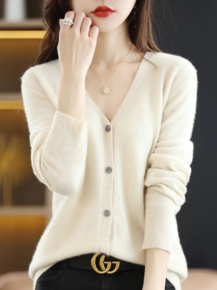 Cardigan élégant à col en V pour femme moderne