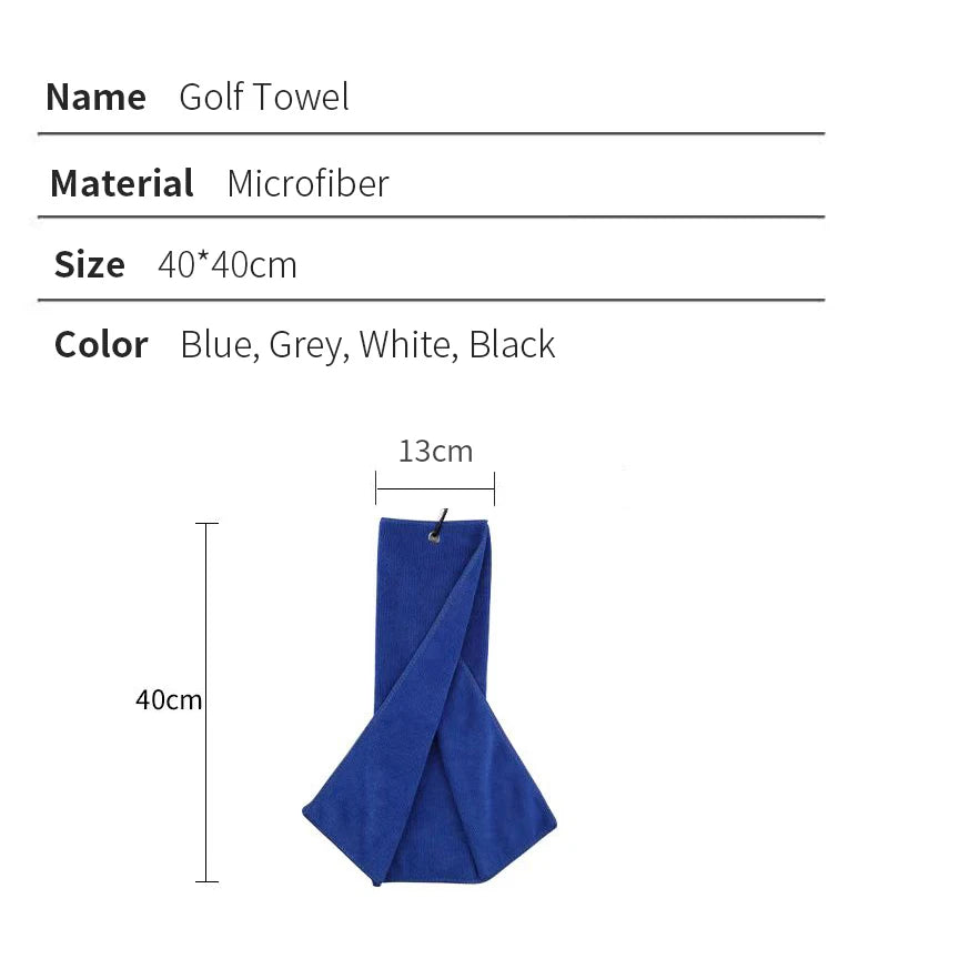 Serviette de golf à trois volets : Microfibre réutilisable - 4 couleurs