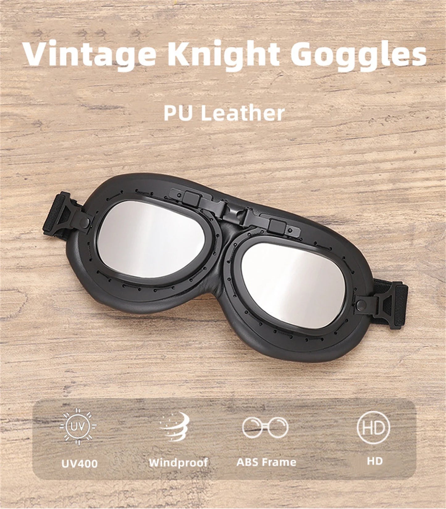 Classic Vintage Motorcycle Leather Retro Pilot Glasses
