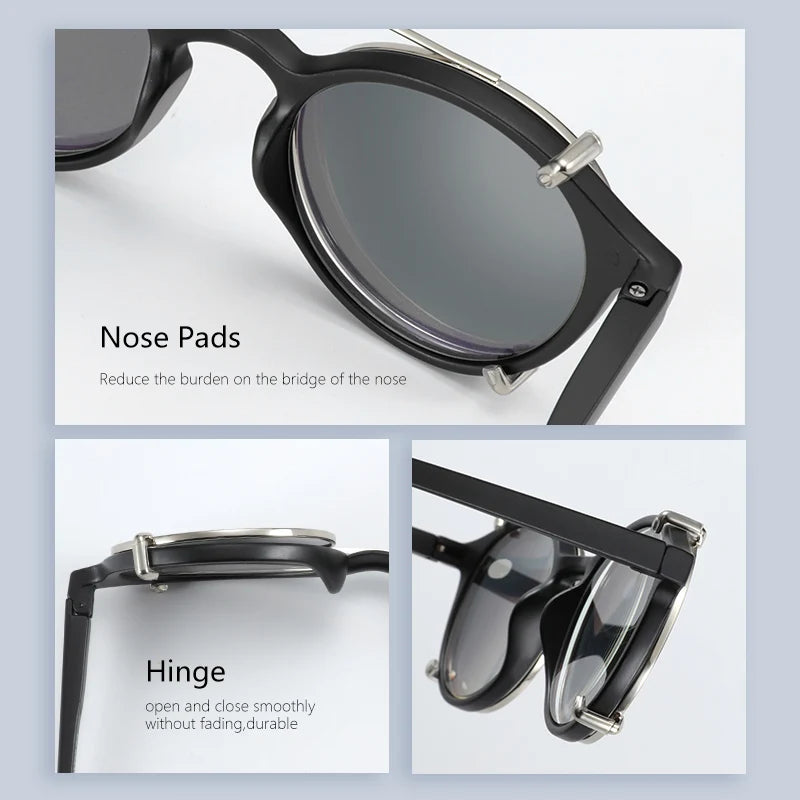Steampunk Style Clip-On Polarizing Sunglasses