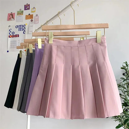 Solid Color A-Line High Waist Skirt