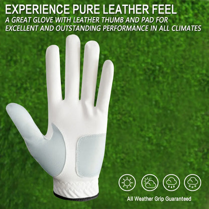 6-Pack Men's Left Hand Golf Gloves with Ball Marker