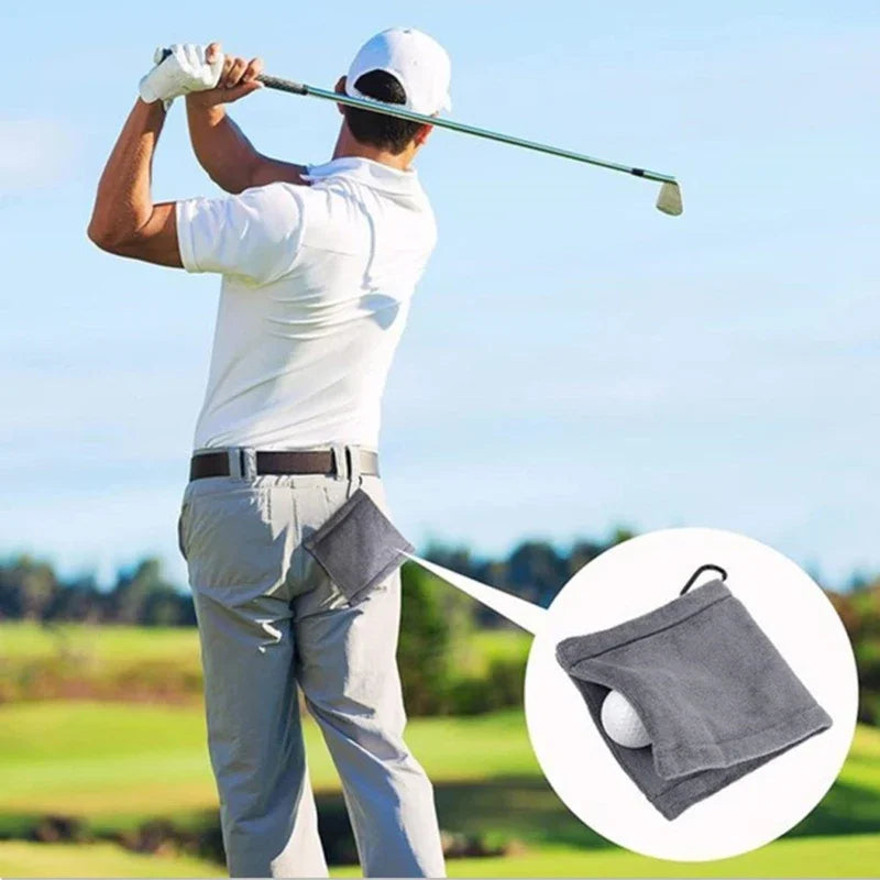 Serviette de nettoyage carrée pour balle de golf avec mousqueton - Microfibre - Absorption d'eau