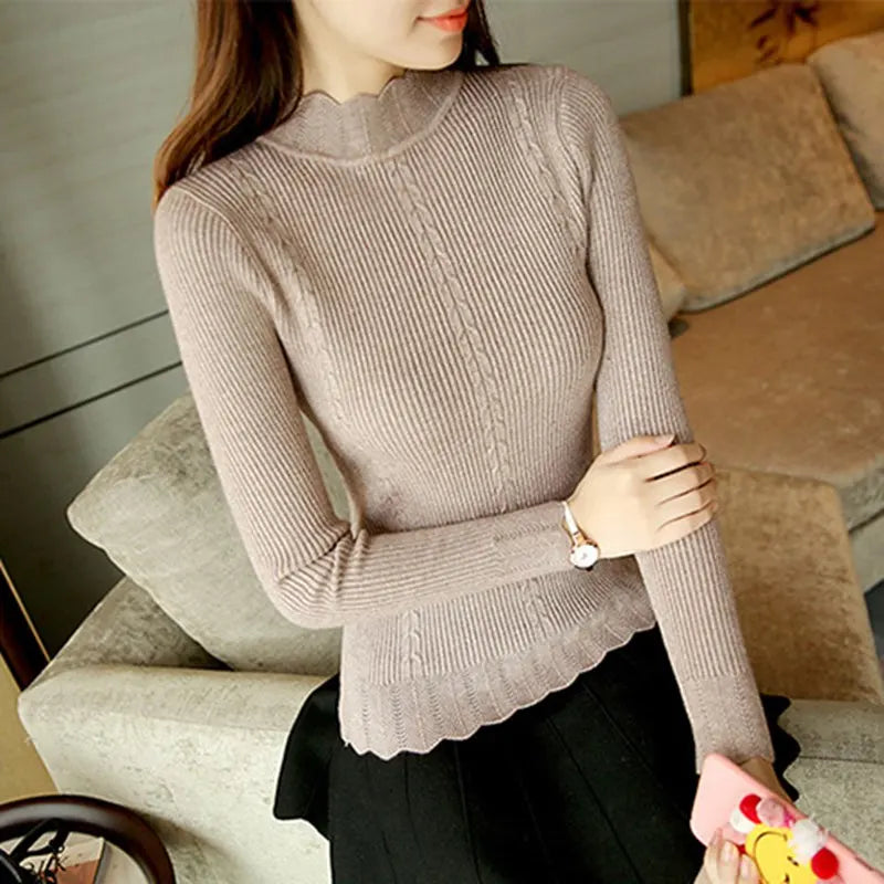 Korean Slim Elastic Knit Women's Sweater