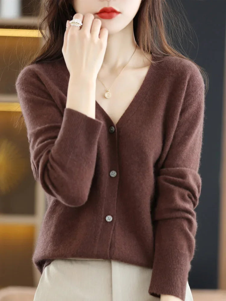 Cardigan élégant à col en V pour femme moderne