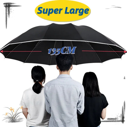 Super Large 135CM Windproof Fully Automatic Folding Umbrella