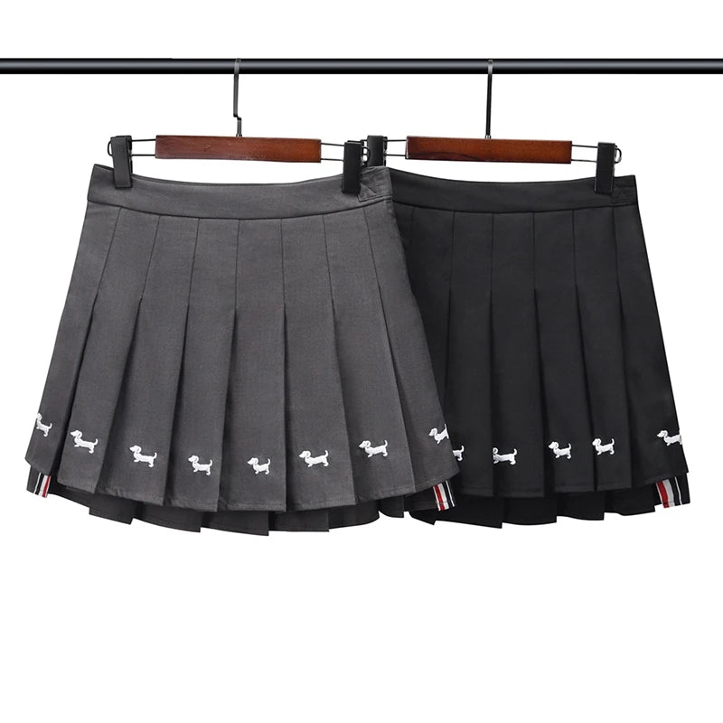 Preppy Puppy Embroidered Pleated Mini golf Skirt