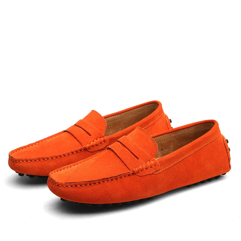 Hochwertige Wildleder-Freizeitschuhe für Herren, leichte, rutschfeste Herren-Fahrschuhe, Slip-On-Flats, Halbschuhe, Lederschuhe, 10 Farben, Größe 38–49