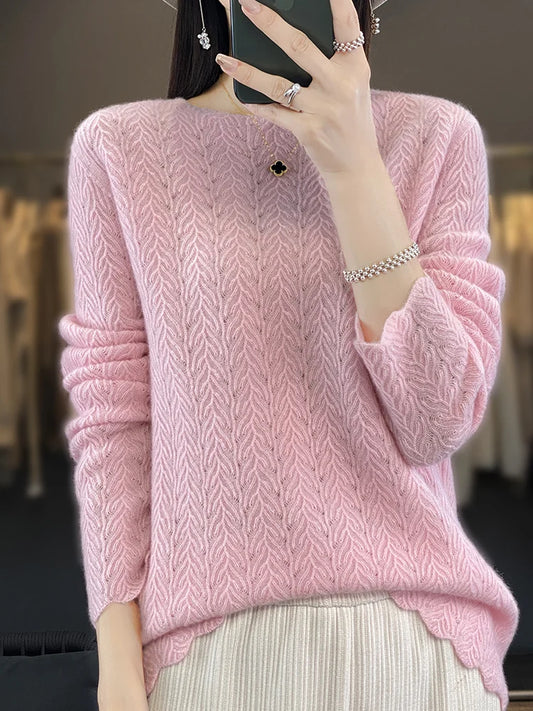 Pull en laine à col rond tendance pour femme