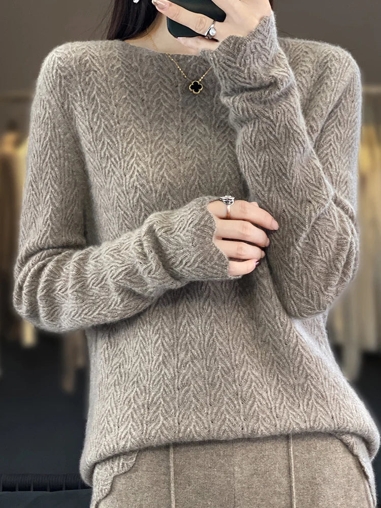 Pull en laine à col rond tendance pour femme