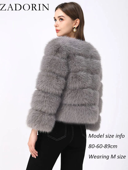 Elegant Black Faux Fur Mink Coat