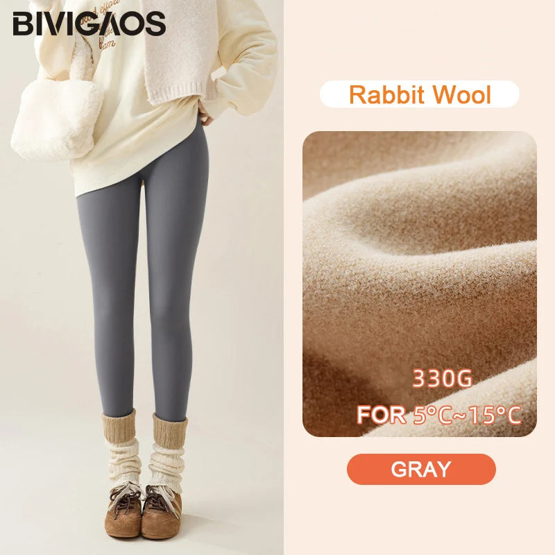 Leggings d'hiver en polaire de lapin et peau de requin