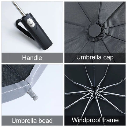 Reflektierendes, winddichtes 10-Rippen-Regenschirmset mit Streifen