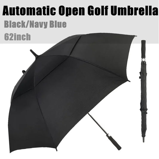 62-Inch Automatic Open Golf Umbrella with Double Canopy