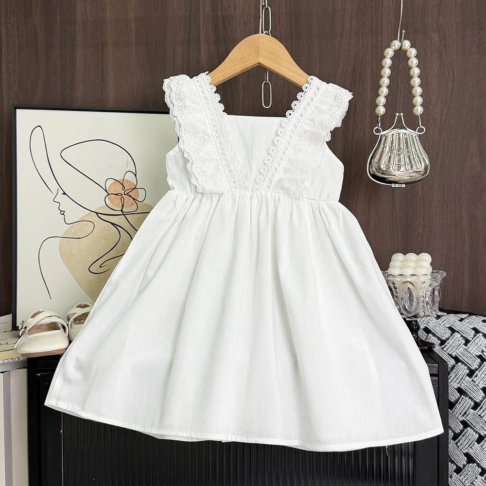 Bear Leader – Beiges Plisseekleid aus Spitze für Mädchen