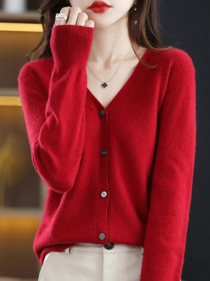 Cardigan élégant à col en V pour femme moderne