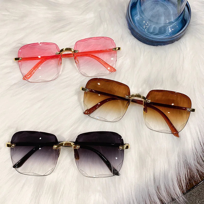 Rahmenlose, geschnittene Damen-Sommer-UV400-Sonnenbrille