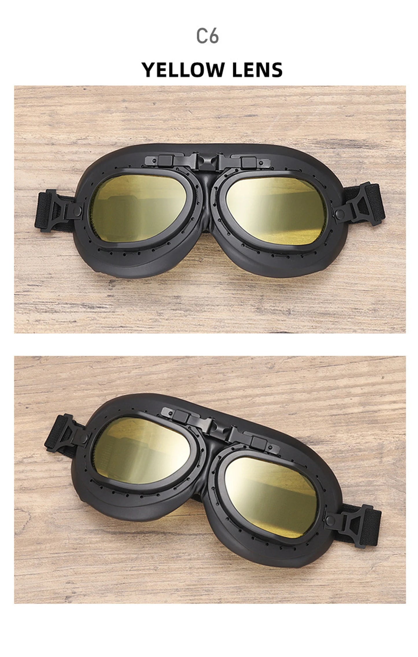 Classic Vintage Motorcycle Leather Retro Pilot Glasses